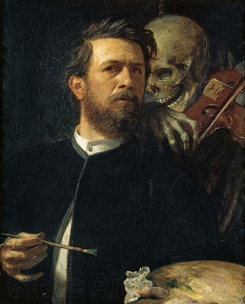 Arnold Bocklin Selbstportrat mit fiedelndem Tod. Spain oil painting art